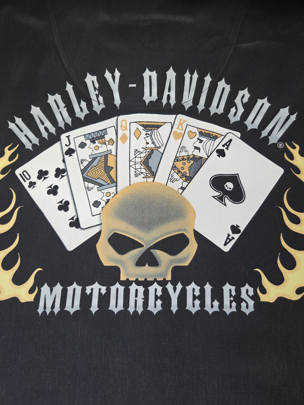 🍍Harley-Davidson Skull & Playing Cards Button Down